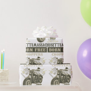 Born Free Choppers Motorcycle Massachusetts Wrapping Paper