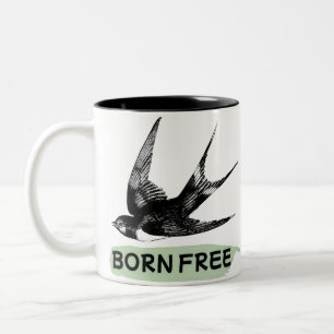 Born Free Swallow Bird Freedom Nature Two-Tone Coffee Mug