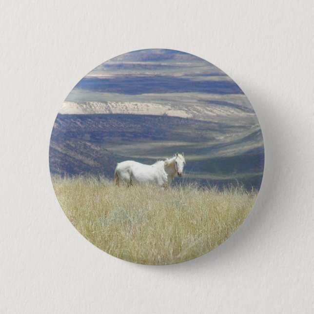 Born Free Wild Mustang Horse 2 Inch Round Button (Front)