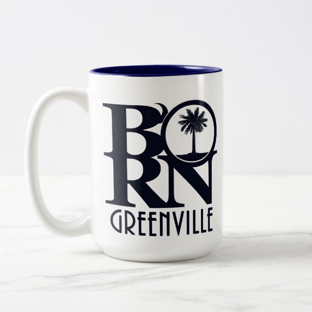 BORN Greenville SC 15oz Two-Tone Coffee Mug (Left)
