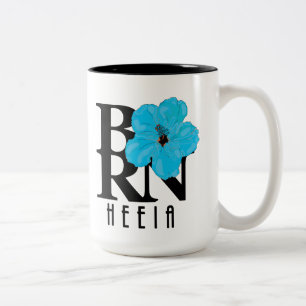 BORN Heeia Blue Hibiscus 15oz Two-Tone Coffee Mug