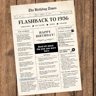 Born in 1936 Mock Newspaper sepia