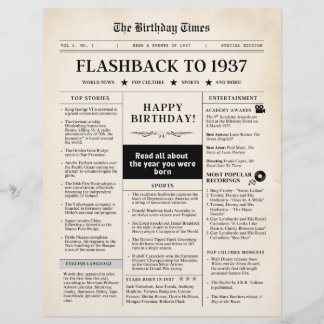 Born in 1937 Mock Newspaper sepia