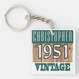 Born in 1951, Personalised Year of Birth Keychain