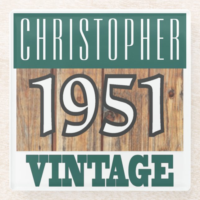 Born in 1951 Vintage Glass Coaster (Front)