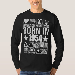 Born In 1954 Content Warning Label Barcode Birthda T-Shirt