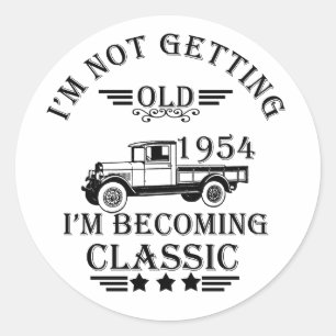 Born in 1954 elegant vintage birthday party gift classic round sticker