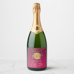 Born in 1955 70th birthday party wine Label Set