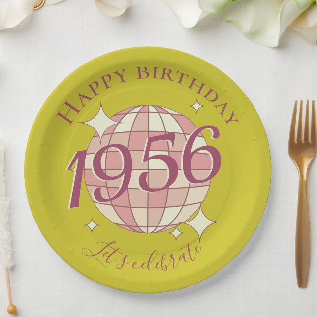 Born in 1956 70th birthday party decor Paper Plate (Creator Uploaded)