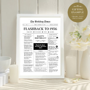 Born in 1956 Fun Black and White Newspaper 