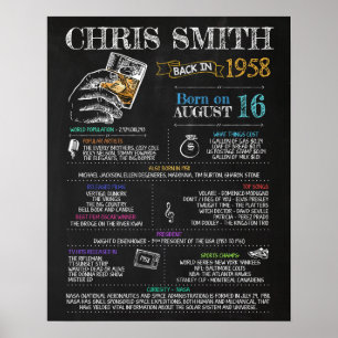Born in 1958 Male Sign for a 62nd Birthday Party