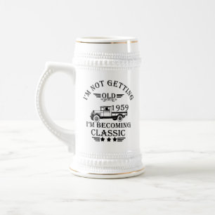 born in 1959 vintage birthday black beer stein