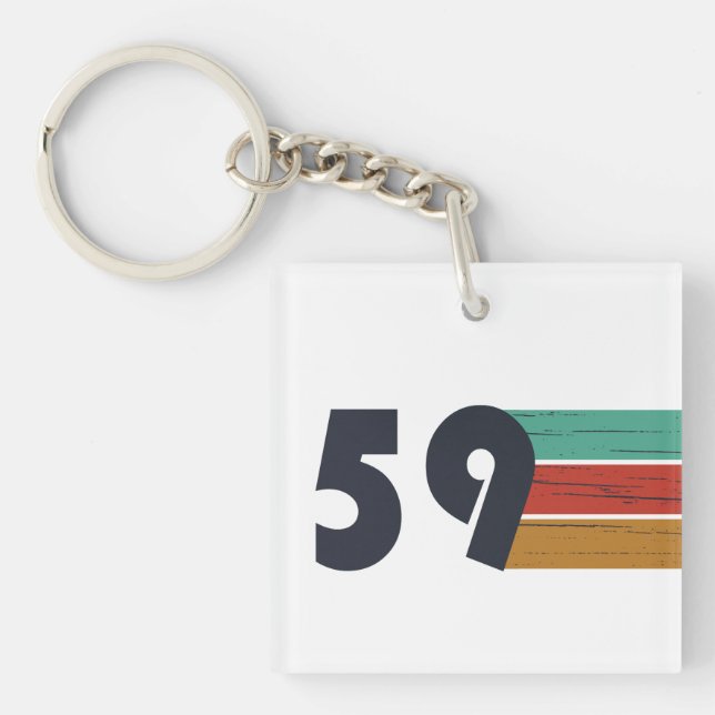 born in 1959 vintage birthday keychain (Front)