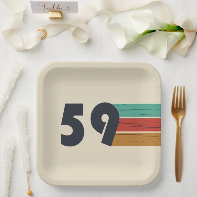 born in 1959 vintage birthday paper plate (Wedding)
