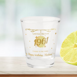 Born in 1961 65th birthday party drinks barware shot glass