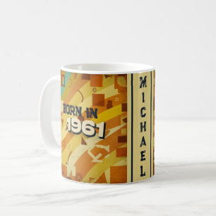 Born in 1961 Name Mug - 60s Retro Geometric Design