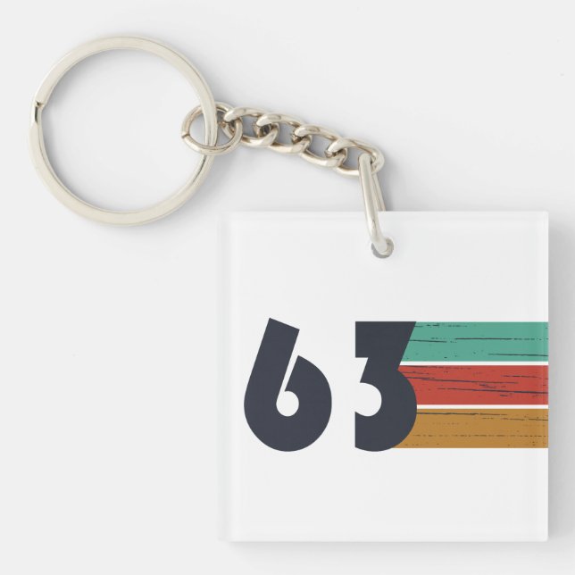born in 1963 vintage birthday gift keychain (Front)