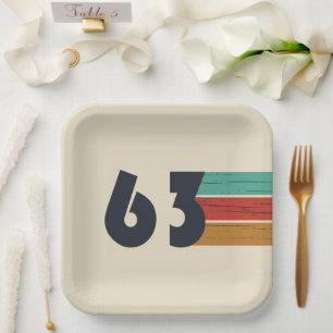 born in 1963 vintage birthday gift paper plate