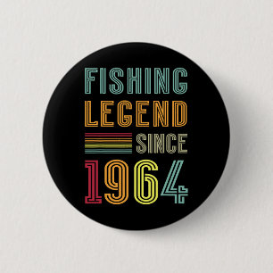 Born In 1964 Birthday Fisherman Retro Vintage 1964 2 Inch Round Button