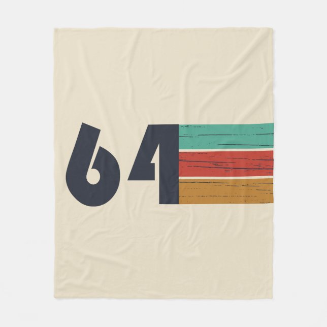 born in 1964 vintage birthday fleece blanket (Front)