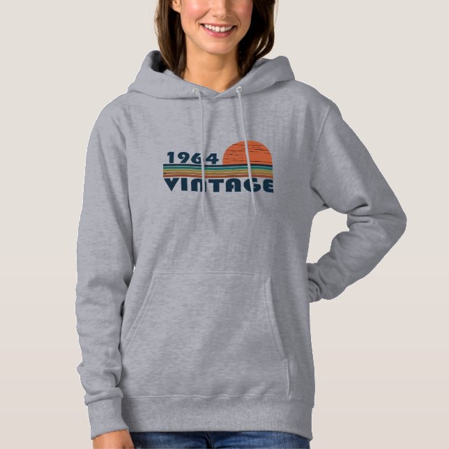 Born in 1964 vintage birthday hoodie (Front)