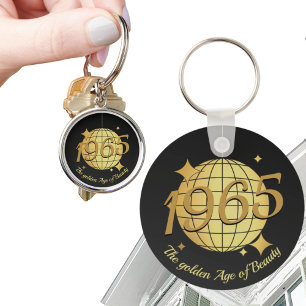 Born in 1965 60th birthday black gold gift keychain