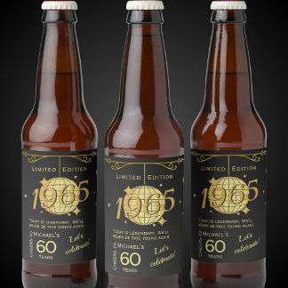 Born in 1965 60th birthday party beer Label Set