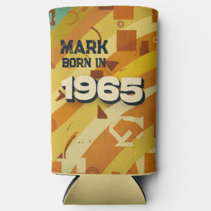 Born in 1965 - Geometric Design - Retro 60s - Name Seltzer Can Cooler