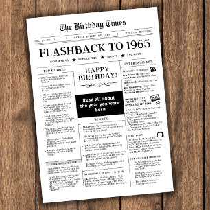 Born in 1965 Mock Newspaper black and white