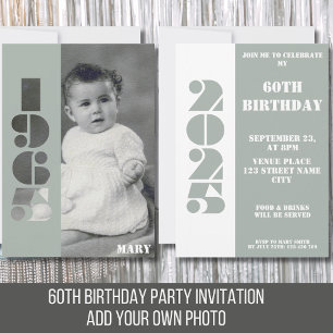 Born in 1965 photo 60th birthday party Invitation