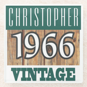 Born in 1966 Personalised Glass Coaster