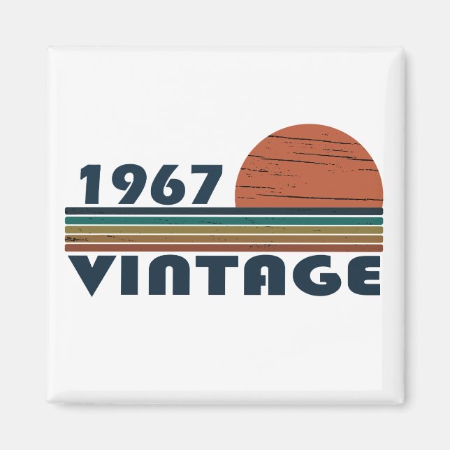 Born in 1967 vintage birthday gift magnet (Front)