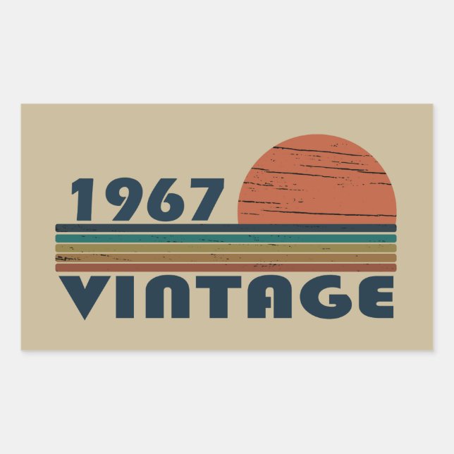 Born in 1967 vintage birthday gift sticker (Front)