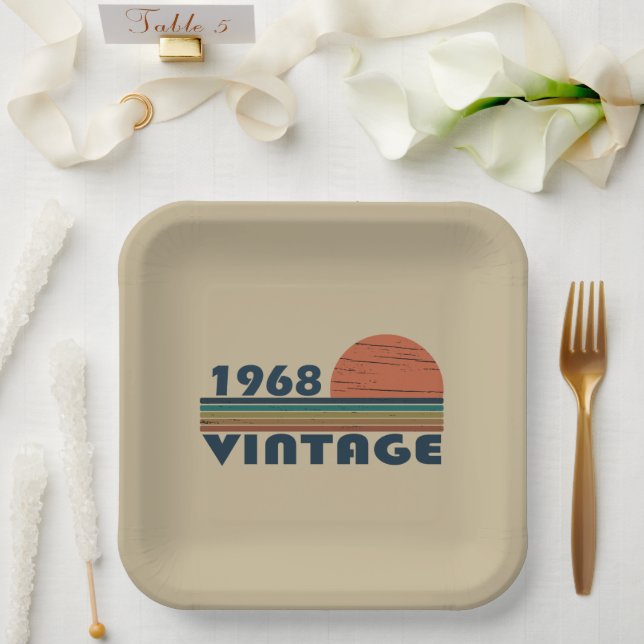 Born in 1968 vintage birthday paper plate (Wedding)
