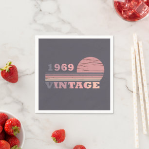 Born in 1969 vintage 55th birthday purple napkin
