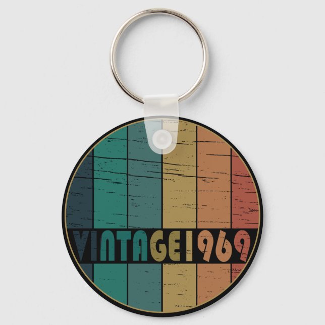 Born in 1969 vintage birthday gift keychain (Front)