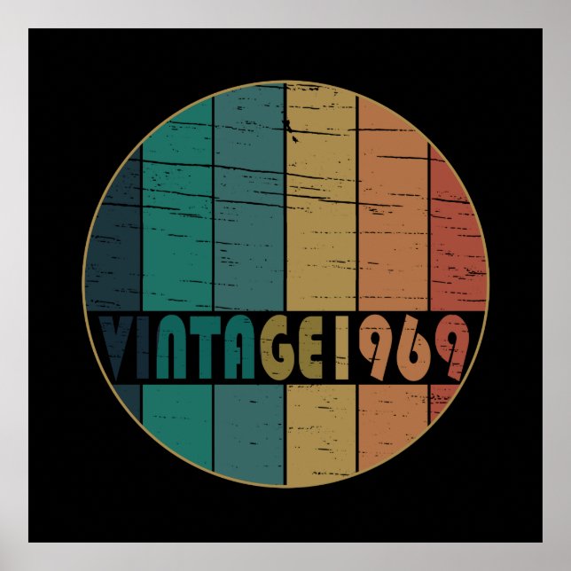 Born in 1969 vintage birthday gift poster (Front)