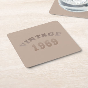 Born in 1969 vintage birthday square paper coaster