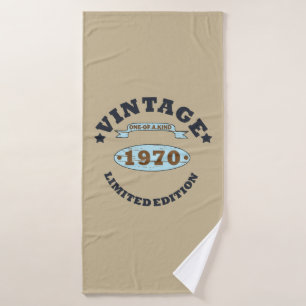 Born in 1970 vintage birthday gift bath towel