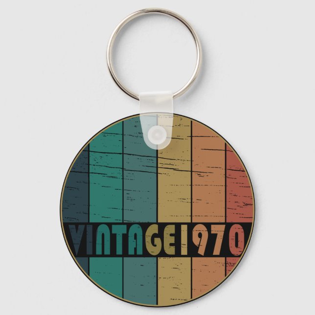 Born in 1970 vintage birthday gift keychain (Front)