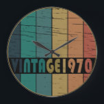 Born in 1970 vintage birthday gift large clock<br><div class="desc">You can add some originality to your wardrobe collection with this vintage classic birthday graphic design with awesome typography font lettering, It is a great gift for men, women, husbands, wife, girlfriend, and a boyfriend who will love this one-of-a-kind artwork. Amazing and funny holiday present for your happy birthday party....</div>