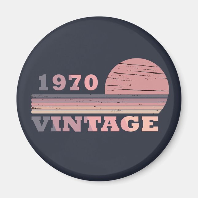 Born in 1970 vintage birthday gift magnet (Front)