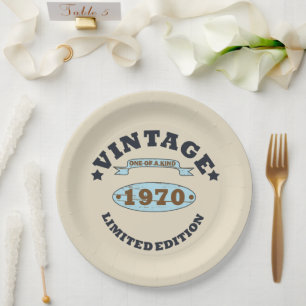 born in 1970 vintage birthday gift paper plate