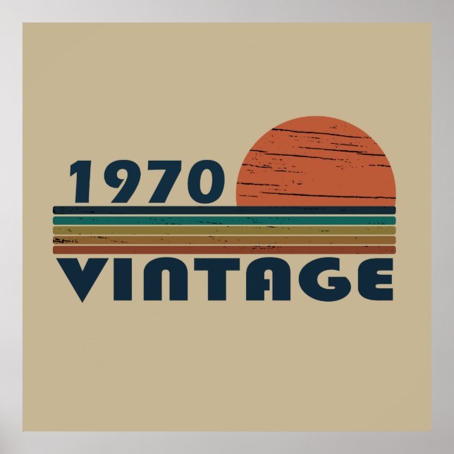 Born in 1970 vintage birthday gift poster (Front)