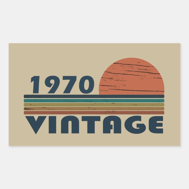 Born in 1970 vintage birthday gift sticker (Front)