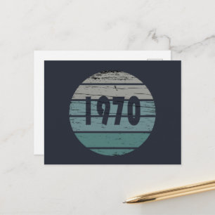Born in 1970 vintage birthday holiday postcard