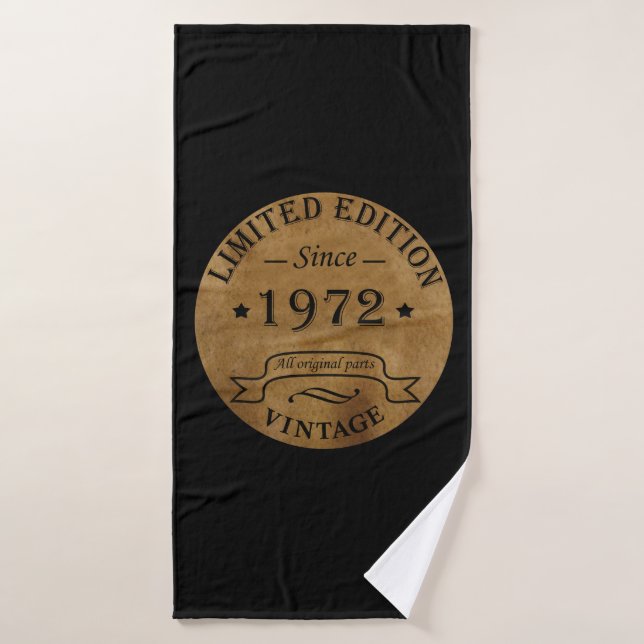 born in 1972 vintage birthday bath towel (Bath Towel)