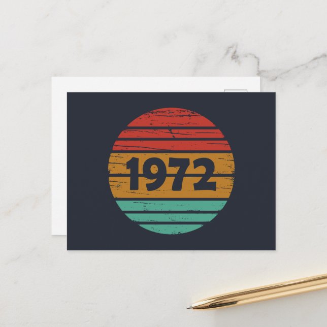 Born in 1972 vintage birthday holiday postcard (Front/Back In Situ)