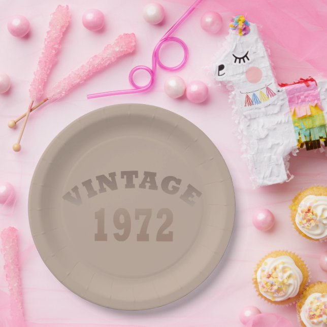 born in 1972 vintage birthday paper plate (Party)