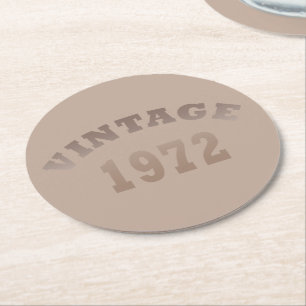 born in 1972 vintage birthday round paper coaster